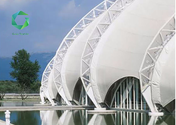 Fabric Tensile Car Parking Shade 900gsm , 1000d Car Parking Canopy Structure Vinyl