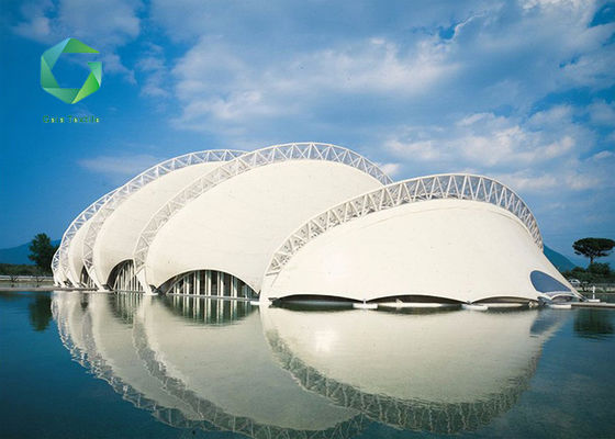 Flame retardant Acrylic PVC Membrane Structure anti mold Fabric Tensioned 1500gsm